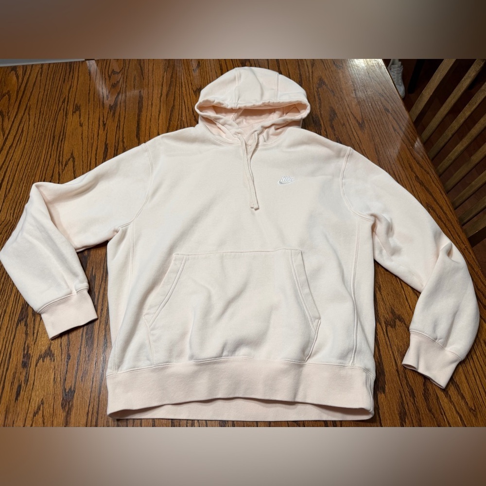 Nike Men's Medium Club Pullover Fleece Hoodie Light Orange Peach